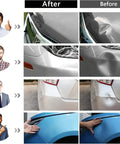 Before and after images of car dents repaired using Professional Paintless Dent Repair Kit For Car And Truck Use Adjustable Dent Puller.