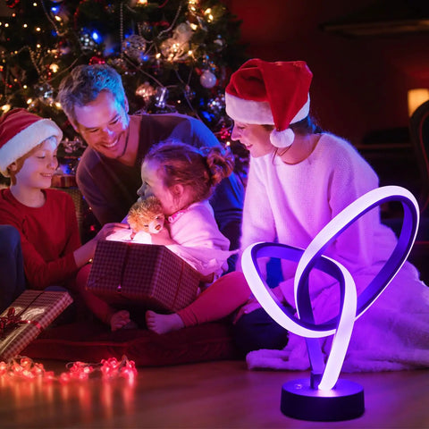 Family with RGB LED Modern Table Lamp With 7 Colors, 10 Light Modes, And 3 Way Dimmable Touch Desk Lamp, Christmas setting