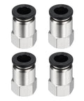 4 Pack Push to Connect Pneumatic Fittings 3/8 Inch Tube to 1/8 NPT Nickel Plated Brass Straight Female Adapter Black Quick Connect Air Line Fittings