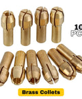 10 Piece Brass Collet Set For Dremel Rotary Tools Fits 0.5mm To 3.2mm Bits And 1/8 Inch Shank 5/32 Inch Compatibility