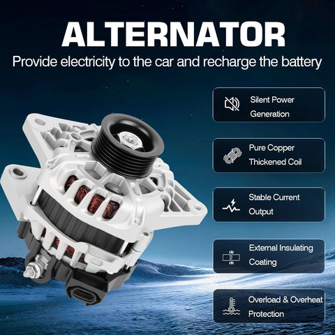 90 Amp Automotive Alternator Replacement For 2012 2017 Hyundai Accent And Veloster And 2012 2013 Kia Rio Beefy Power Output
