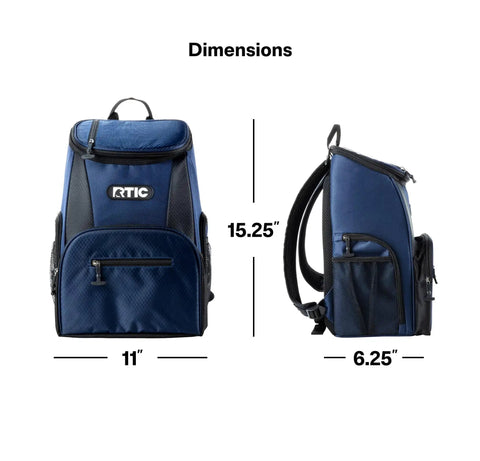 Front and side view of a blue 15 Can Capacity Backpack Cooler with Soft Insulated Design Built for On The Go Chill and Road Trip Ready.