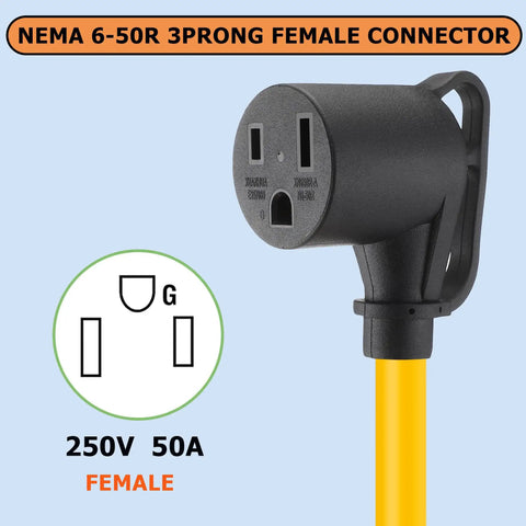 NEMA 10-30P To 6-50R Welding Machine Adapter Cable For Dryer To Welder Socket, 30 Amp To 50 Amp, 250V, 10 AWG Copper, 1 Ft STW Power Cord