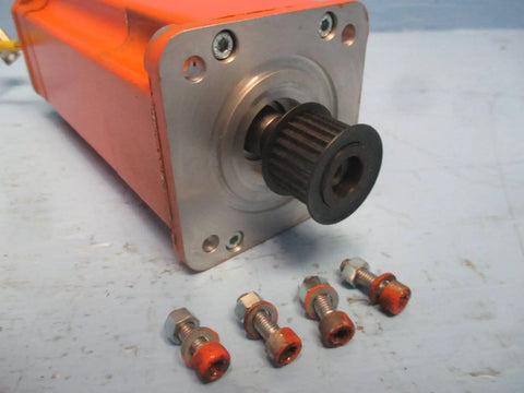 AC Servo Motor For Industrial Automation With Beefy Torque 3HAC10674-1 Compatible With ABB Robotics Tamagawa Encoder Rev 1 Durable Servo For Robotic Arms And Precise Positioning And Smooth Motion, orange metal housing with shaft and mounting bolts