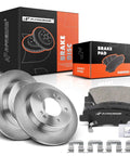 Rear Solid Disc Brake Rotors And Ceramic Pads Kit For Select Hyundai And Kia Models Including Elantra Elantra Coupe Elantra GT Veloster Forte Forte Koup Forte5 And Soul 10.31 Inch 261.9mm Street Ready Brake Upgrade with packaging