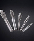 Set of five silver HSS counterbore drill bits with 4-flute end mills for copper, aluminum, and cast iron.