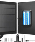 5W Solar Panel Charger With 3500mWh Internal Battery 2 Pack Outdoor Power Kit with mounting hardware and 10ft cable