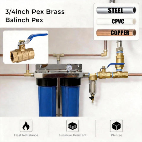 Heavy Duty Brass Full Bore Ball Valve With Handle Three Quarter Inch NPT Female To Female Plumbing Fitting Leak Proof, installed view