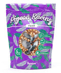 Packaging of Organic Racing Pigeon Food Race Ready High Protein Bird Seed With Vitamin Premix For Endurance Muscle Recovery.