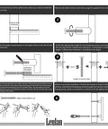 Installation guide for Two Tone Brushed Nickel and Gold Cabinet Knobs Set of Ten for Kitchen Cabinets Dresser Bathroom Closets and Cupboards, showing measurement and cutting instructions.