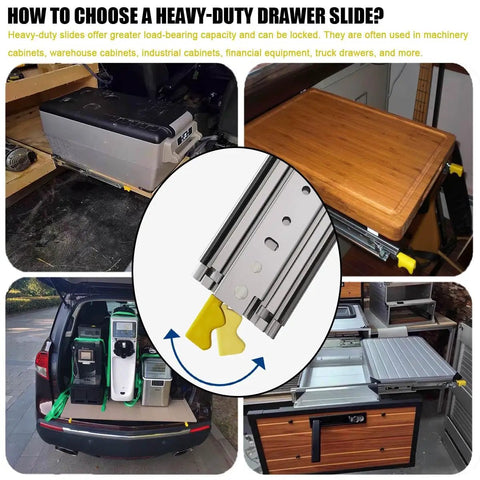 Heavy Duty 12 Inch Drawer Slides with Locking Full Extension Ball Bearing Glides for kitchen, office, RV, and home use