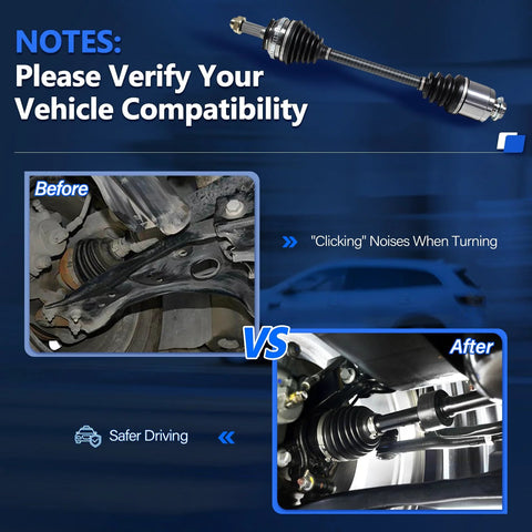 Front CV Axle Pair For Honda CR V 1997 2002 LX EX SE 2.0L L4 Automatic Transmission Left And Right Shaft Assemblies before and after installation