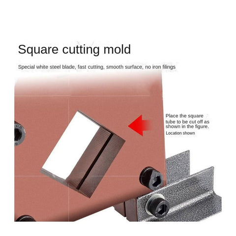 Heavy Duty Hydraulic Square Tube And Angle Iron Cutting Press With Professional Crimping And Electric Punch Setup showing square cutting mold.