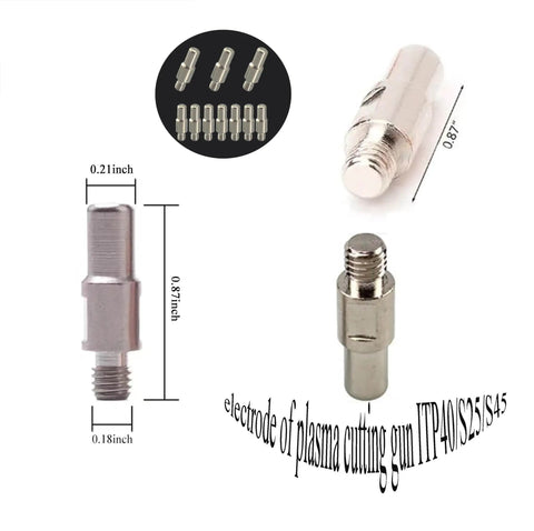 Electrode from 20-Piece Plasma Cutting Torch Tip And Electrode Kit For IPT-60 PT-60 PT40 S25 S45, 0.87 inch size