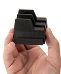 Hand holding a single small organizer from the Modular Wrench Organizer Set With Six Small Organizers And Twelve Tab Wrench Holders Garage Pro Style Customizable Tool System For Quick Access Includes Label Sheet For One Quarter To Two And Five Eighths Inches Made In USA.