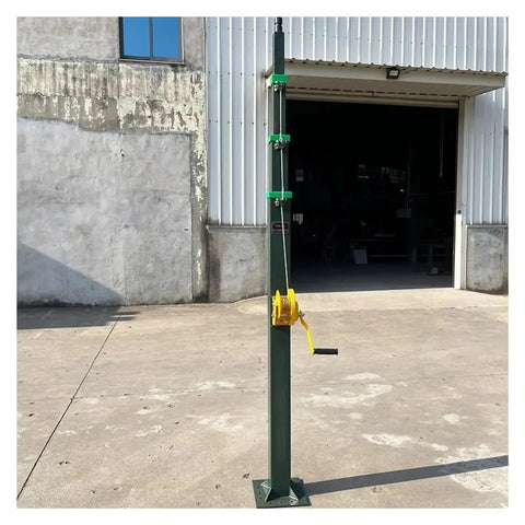 Breezy Raise Ironclad Square Steel Hand Crank Telescopic Mast Six Meter Antenna Pole for Satellite Dish and CCTV Surveillance Rig, side view