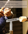 ZDETGU J-curved lathe tool rest, 1in post, hardened steel, mounted on 25mm lathe holder for wood turning.