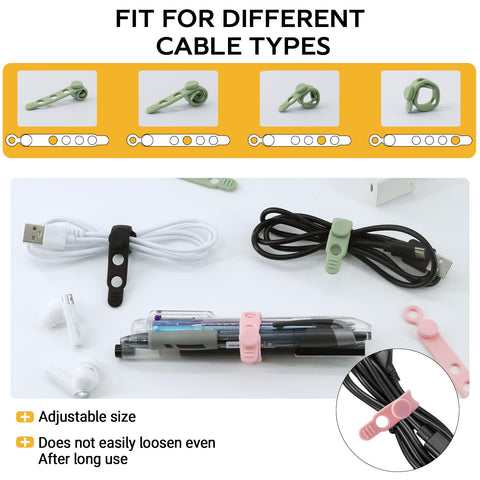 Game Changing Stretchy Silicone Cable Ties With Lock Buckle For Cord Organization And Management showcasing versatility with cables