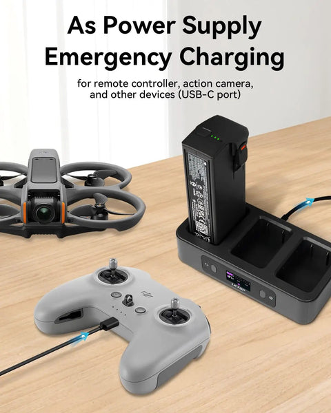 Two-Way 100W Charging Hub Kit For DJI Avata 2 Drone Accessories with USB-C fast charger and LED screen charging batteries