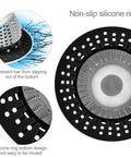 Non-slip silicone ring design of the heavy duty shower drain hair catcher for effective hair trapping and clog prevention.