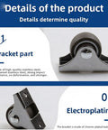 Close-up of Dead Quiet Low Profile Caster Wheels Four Pack Rock Solid Furniture Casters with durable stainless steel bracket.