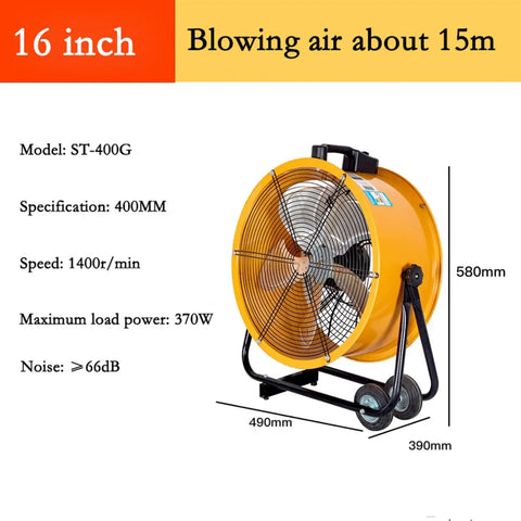 Bad Boy 20 Inch Industrial Floor Fan With Wheels Rock Solid Heavy Duty Drum Design High Velocity Savage Air Flow For Garage Warehouse And Shop Cooling Applications, yellow 20 inch fan with wheels and metal frame.