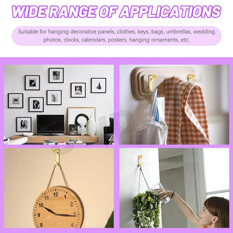 75 Piece Picture Hanger Kit With Nails, 5 Sizes Beefy Heavy Duty Metal Hangers For Drywall, 10Lb 20Lb 30Lb 50Lb 100Lb, Golden Finish, Picture Hanging Hardware For Frames And Wall Decor used for frames, clothes, clock, and plant