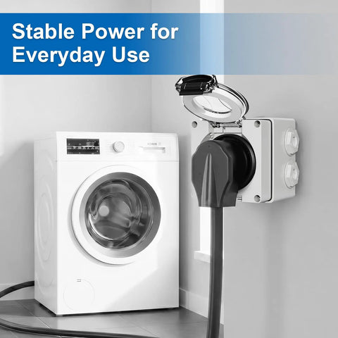 Heavy Duty Nema 10-30R Power Outlet Box For Dryers And Ranges 30 Amp 125 250 Volt Etl Listed Three Wire Replacement Jack mounted by washing machine.