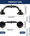 Antique Black Drawer Pulls 6 Pack Vintage Dresser Handles With Drop Bail Pulls 3.5 Inch Hole Center Zinc Alloy Cabinet Hardware