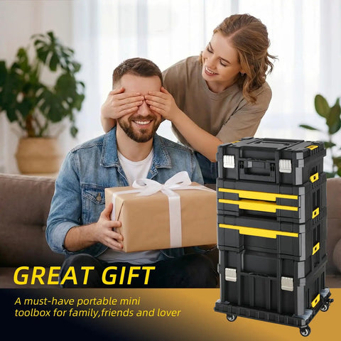 Rolling Tool Box With Wheels, 4-In-1 Modular Organizer System, Stackable Tool Chests With Drawers For Garage Storage