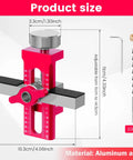 Portable Aluminum Alloy Cabinet Door Positioner Tool with double row scale and versatile handle jig, dimensions shown.