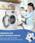 Washer Speed Sensor And Rotor Position Sensor Replacement For Front Load Washers, white plastic plug-in part with wires