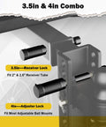 Five Eighth Inch Trailer Hitch Pin Lock Fits Two To Two And A Half Inch Receivers Three And A Half Inch Span Heavy Duty Anti Theft Lock For Class III And IV Trailers Trucks And Boats Up To Thirty Thousand Pounds Includes Four O Rings installed on receiver hitch showing 3.5in and 4in locks