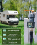 Ultra Accurate Water Flow Meter For RV Garden Hose Pool Lawn Sprinkler And Nozzle Sprayer, Measures Water Consumption And Flow Rate Up To 9999.9 Gallons Or Liters, With About Five Percent Accuracy And Easy Mode Options, LCD display