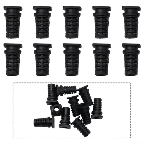 10 Pack Cable Gland Strain Relief Bushings Set With 3.5 Mm 4 Mm And 5 Mm Inner Diameters Rubber Cord Sleeves For Angle Grinders Electric Drills And Power Tools Heavy Duty Cable Protection Black Or White, showing black bushings in rows.