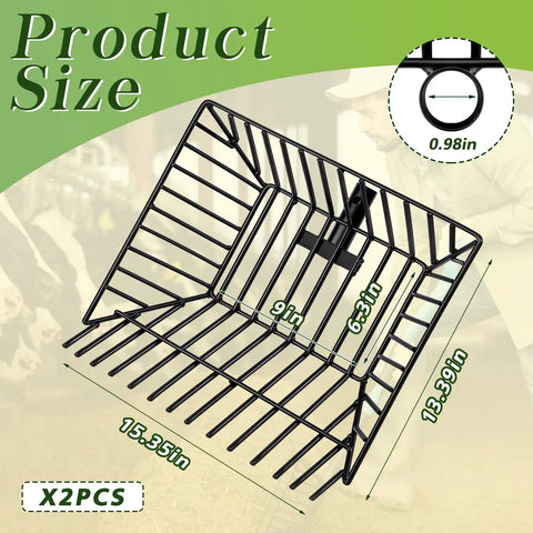 Two Deep Basket Metal Pitch Fork Replacement Heads For Horse Stall Cleanup And Garden Manure Raking Fits 1 Inch Handle