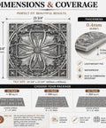 Diagram with dimensions of Aged Silver 2X2 Ceiling Tiles Pack Of 10 For Drop-In or Glue-Up Install PVC Panels shown in vintage tin style.