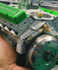 Engine Display Figurine With Precise Engineering Detail For Adults And Gearhead STEM Enthusiasts Realistic Scale Engine Model Kit For Mechanical Junkies And Collectors, green resin engine model with metal details