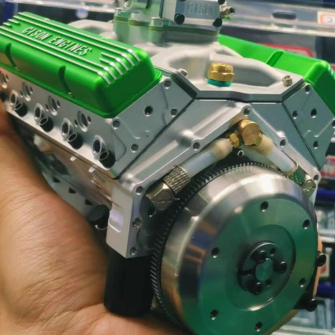 Engine Display Figurine With Precise Engineering Detail For Adults And Gearhead STEM Enthusiasts Realistic Scale Engine Model Kit For Mechanical Junkies And Collectors, green resin engine model with metal details
