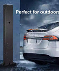 Built Different Free Standing Ev Charger Holder And Cord Wrap Organizer Weatherproof Steel Post for outdoor use with rain.