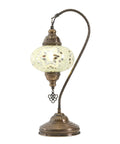 Turkish Swan Neck Mosaic Table Lamp Handcrafted Stained Glass Tiffany Style Bedside Desk Light With US Plug And E12 Socket