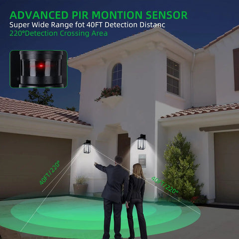 Motion Sensor Outdoor Wall Light With Dusk To Dawn Sensor PIR Activated Waterproof Porch Light demonstrates distance detection