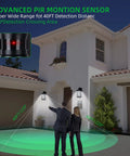Modern house with Motion Sensor Outdoor Wall Lanterns with Dusk To Dawn Feature illuminating entryway and garage