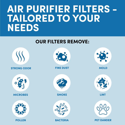 Replacement Filter Pack For Air Purifier, Two HEPA Filters And Four Activated Carbon Pre-Filters, Compatible With HPA200 202 204 HR