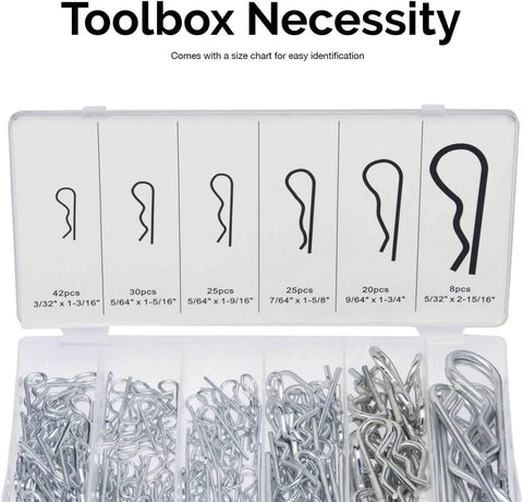 Cotter Pin Assortment Kit 150 Piece Zinc Plated Steel Clips Hair Pin R Clips Set For Hitch Pin Lock Systems Go To Durable Hardware