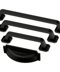 Matte Black Cabinet Handles Set Of 10 Notched Backplate Drawer Pulls For Kitchen Cabinets And Dressers shown in various angles