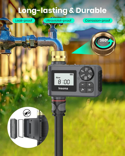 Two Pack Water Timer With Brass Inlet For Sprinkler Systems Rain Delay Manual And Automatic Drip Irrigation