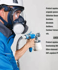 Man wearing Full Face Respirator Mask For Spray Painting And Chemical Fumes Dustproof Safety Gear With Dual Cartridges