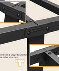 Detail of Super Heavy Duty Twin Metal Bed Frame With Vintage Victorian Headboard And Footboard In Matte Black Finish showing sturdy L-shaped plate connections.