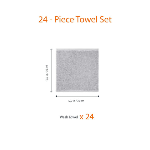 Premium 100 Percent Cotton Washcloths For Bathroom And Face Hella Absorbent Fast Drying Gray Terry Cloth Towels Machine Washable Reusable Household Cleaning Set Of 24